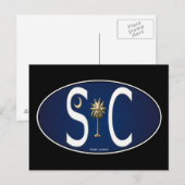 Carte Postale Autocollant ovale du drapeau de Caroline du Sud (Devant / Derrière)