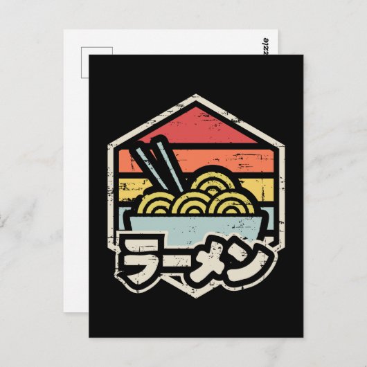 Carte Postale Autocollant rond classique Ramen Badge Rétro (Devant / Derrière)