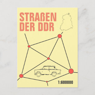 Carte Postale Autokartendesign im DDR Stil