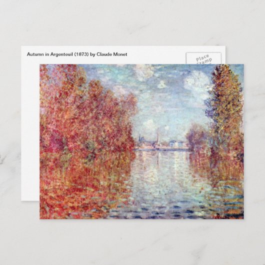 Carte Postale Automne à Argenteuil par Claude Monet (Devant / Derrière)