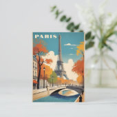 Carte Postale Automne à Paris France Tour Eiffel Retro Voyage (Debout devant)