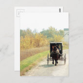 Carte Postale Automne Amish Horse et Buggy (Devant / Derrière)