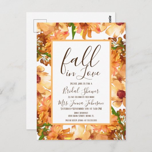 Carte Postale Automne Amour Tomber Verdure Rustique Baby Shower (Devant / Derrière)