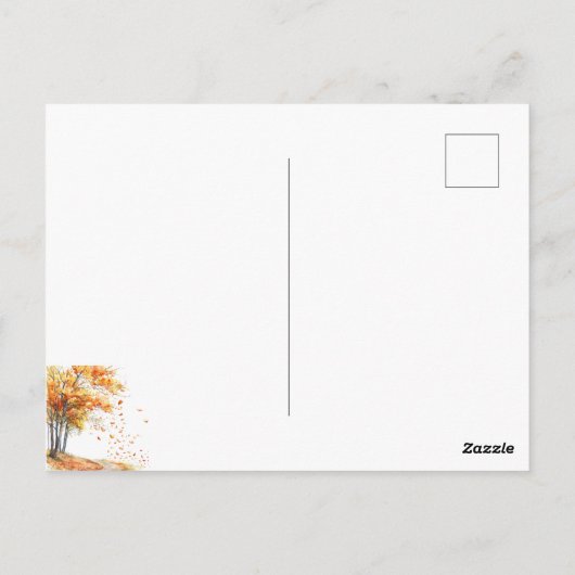 Carte Postale Automne Aquarelle Chute Feuilles Automne Humeur (Dos)