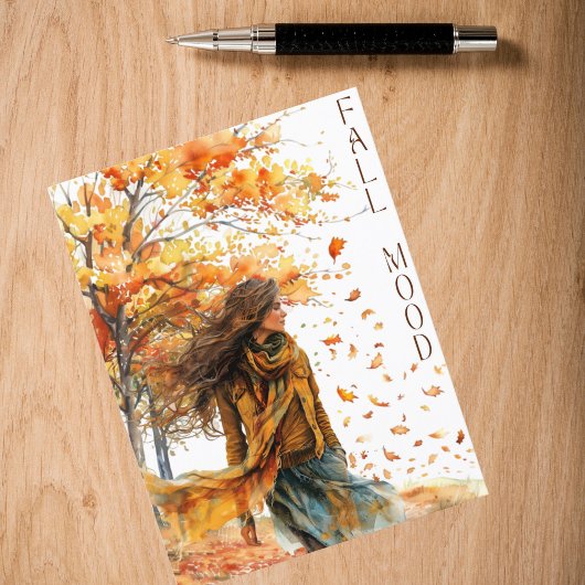 Carte Postale Automne Aquarelle Chute Feuilles Automne Humeur