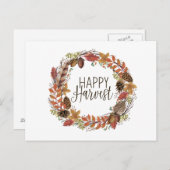 Carte Postale automne aquarelle couronne (Devant / Derrière)