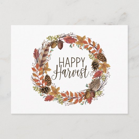 Carte Postale automne aquarelle couronne (Devant)