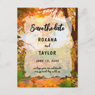 Carte Postale Automne Aquarelle Feuilles mariage Enregistrer la