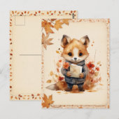 Carte Postale Automne / Automne Aquarelle Renard - (Devant / Derrière)