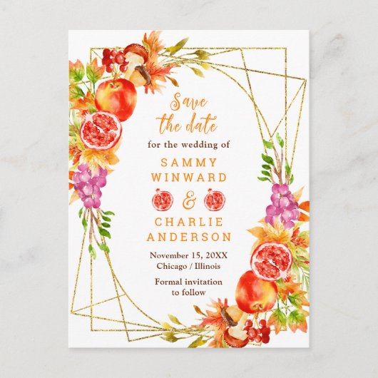 Carte Postale Automne Automne Cueillette Mariage Enregistrer La  (Devant)