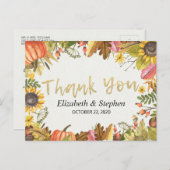 Carte Postale Automne Automne Maple Feuille Citrouille Mariage M (Devant / Derrière)