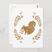 Carte Postale Automne Automne Style Timbre Thématique Écureuil (Devant / Derrière)