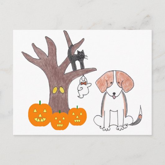 Carte postale Automne beagle (Devant)
