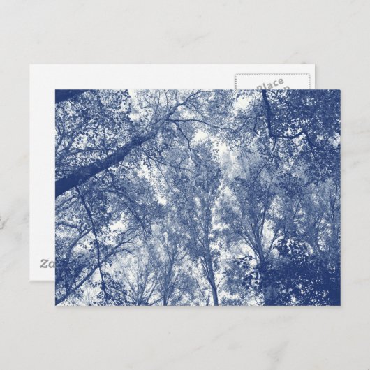 Carte Postale Automne Bleu - Effet Cyanotype (Devant / Derrière)