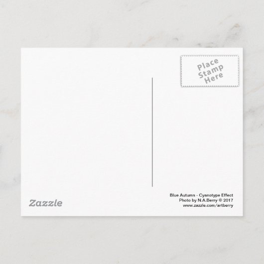 Carte Postale Automne Bleu - Effet Cyanotype (Dos)