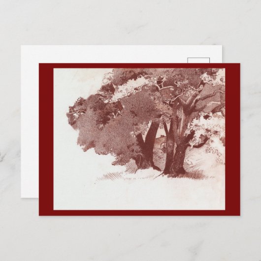 Carte Postale Automne Bois Chêne Arbres Art (Devant / Derrière)