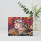 Carte Postale Automne, chipmunk (photo) (Debout devant)