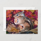 Carte Postale Automne, chipmunk (photo) (Devant / Derrière)