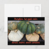 Carte postale Automne citrouille (Devant / Derrière)