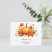 Carte Postale Automne Citrouille Floral Mariage Merci (Debout devant)