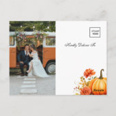 Carte Postale Automne Citrouille Floral Mariage Merci (Dos)