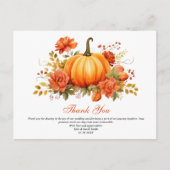 Carte Postale Automne Citrouille Floral Mariage Merci (Devant)