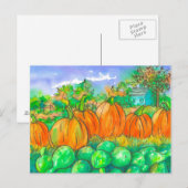 Carte Postale Automne Citrouille Gourtes récolte Aquarelle (Devant / Derrière)