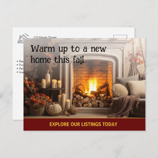 Carte Postale Automne Client Immobilier Marketing Automne (Devant / Derrière)