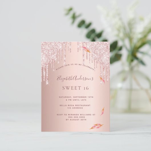 Carte Postale Automne doux 16 rose d'or parties scintillant invi (Debout devant)