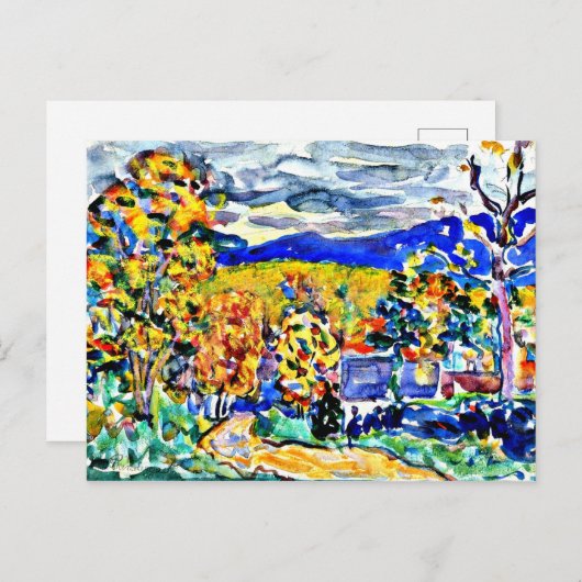 Carte Postale Automne en Nouvelle-Angleterre, peinture d'art (Devant / Derrière)