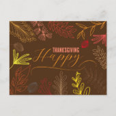 Carte Postale Automne Feuilles Branches et Berries Thanksgiving (Devant)