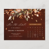 Carte Postale Automne Feuilles Rustique Pays Enregistrer la date (Devant)