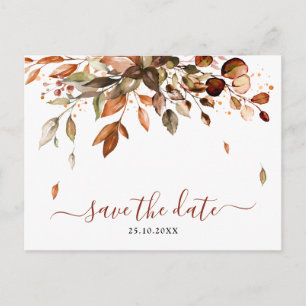 Carte Postale Automne Feuilles Rustique Pays Enregistrer la date