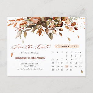 Carte Postale Automne Feuilles Rustique Pays Enregistrer la date