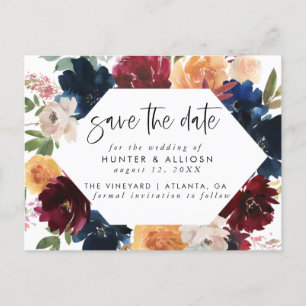 Carte Postale Automne Floral Enregistrer la date