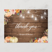 Carte Postale Automne Floral Mason Jar Lights Mariage Merci (Devant)