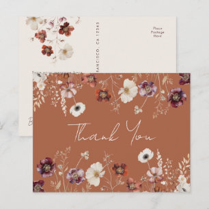 Carte Postale Automne Floral Terracotta Mariage Merci