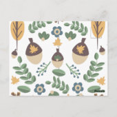Carte Postale Automne Floral verdure Feuille Acorns Merci (Dos)