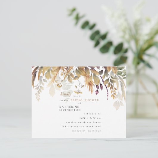 Carte Postale Automne Foliage Rustique Bridal Showeuse Invitatio (Debout devant)