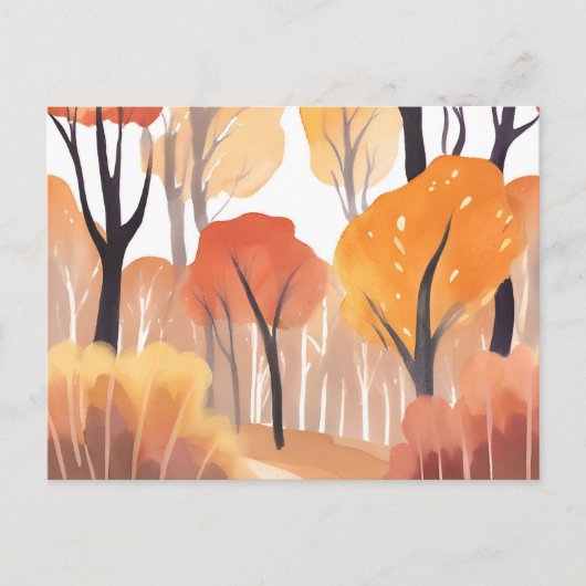Carte Postale Automne Folithe Forêt d'automne Feuilles d'aquarel (Devant)