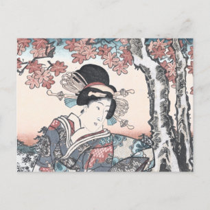 Carte Postale Automne japonaise Ukiyo-e Momijigari no himegimi