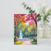 Carte Postale Automne Parc Automne Folithe Aquarelle (Debout devant)