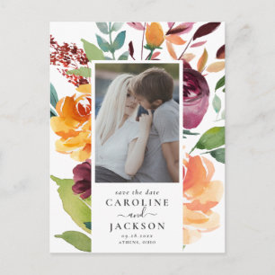 Carte Postale Automne photo florale Enregistrer la date
