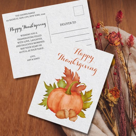 Carte Postale Automne Rustique Bon thanksgiving Citrouille