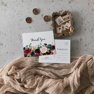 Carte Postale Automne Rustique Bourgogne Merci de calligraphie