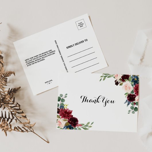 Carte Postale Automne Rustique Éblouissant Bourgogne Merci