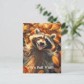Carte Postale Automne Silly Raccoon personnalisable (Debout devant)