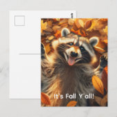 Carte Postale Automne Silly Raccoon personnalisable (Devant / Derrière)