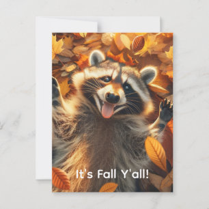 Carte Postale Automne Silly Raccoon personnalisable