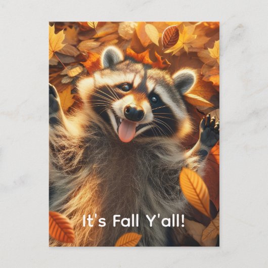 Carte Postale Automne Silly Raccoon personnalisable (Devant)